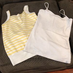 Final Word Yellow/ White Top Plus Forever 21 White Mildly Distressed Stretch Top